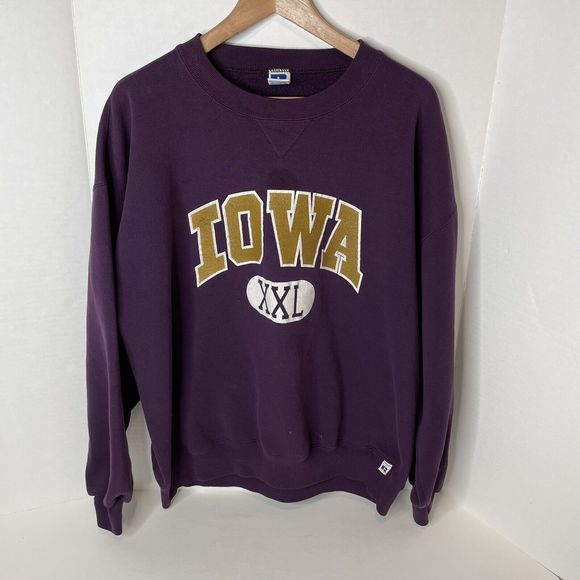 Russell Athletic Tops - Vintage Iowa Hawkeyes Crewneck Sweatshirt, 2XL, Russell Athletic, Purple USA